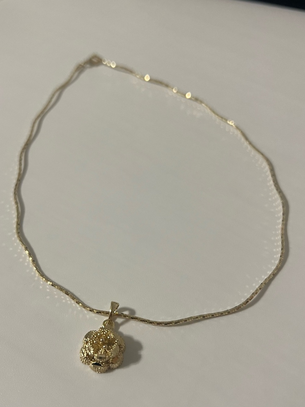 15” 14K Gold Filled Style Filigree Flower Sphere Pendant Necklace nip